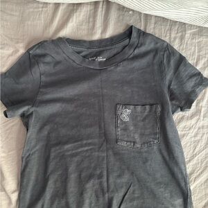 Gray Crop Oversized T-Shirt with Pocket